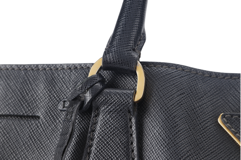 PRADA SAFFIANO LUX BLACK LEATHER (BN2274) GOLD HARDWARE WITH STRAPS, CARD AND DUST COVER