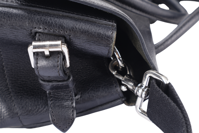 MULBERRY CARA DELEVINGNE BACKPACK BLACK LEATHER SILVER HARDWARE WITH 2 STRAPS AND DUST COVER