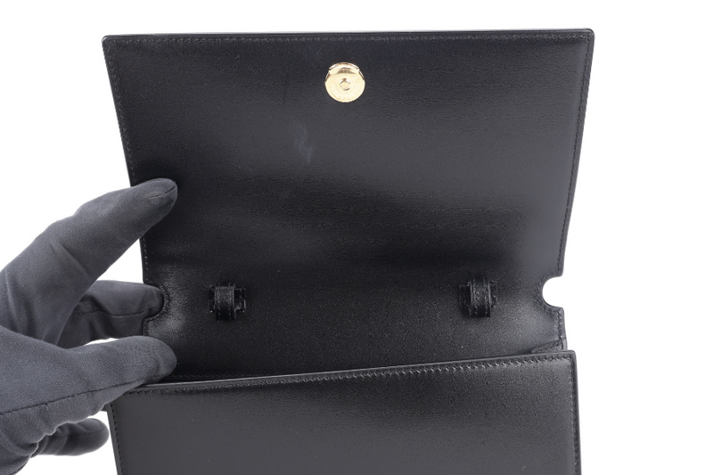 YVES SAINT LAURENT (YSL) WOC MINI PARIS BLACK CALF LEATHER WITH SLING, DUST COVER AND BOX