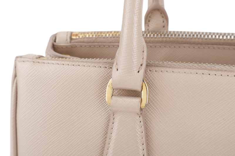 PRADA GALLERIA MEDIUM BEIGE SAFFIANO LEATHER GOLD HARDWARE WITH STRAPS AND DUST COVER