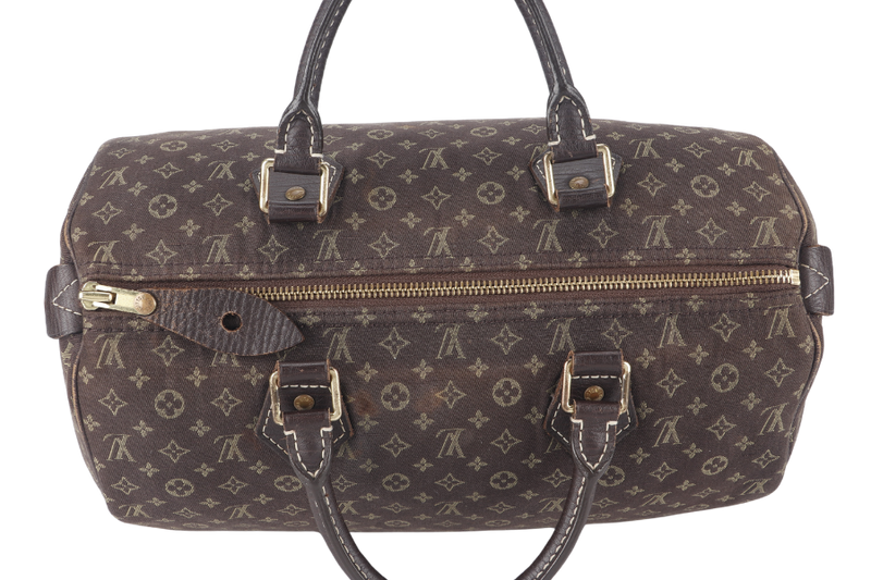 LOUIS VUITTON SPEEDY 30 (M95224) BROWN MINI LIN GOLD HARDWARE WITH DUST COVER