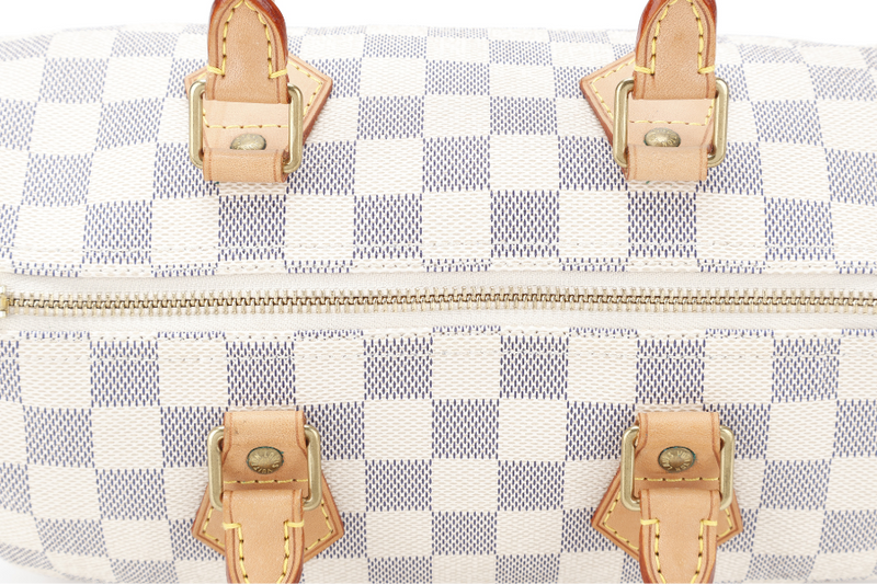 LOUIS VUITTON N41534 SPEEDY 25 DAMIER AZUR CANVAS GOLD HARDWARE WITH KEYS AND LOCK