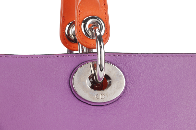 CHRISTIAN DIOR DIORISSIMO MEDIUM (09-MA-0134) TRICOLOR CALFSKIN SILVER HARAWARE WITH POUCH , STRAPS AND DUST COVER