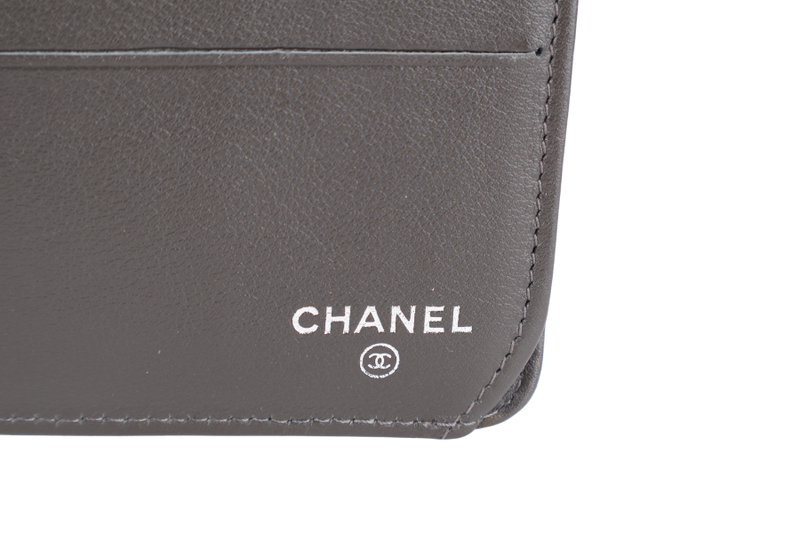 CHANEL CONTINENTAL ZIP WALLET BLACK CAVIAR LEATHER SILVER HARDWARE WITH BOX