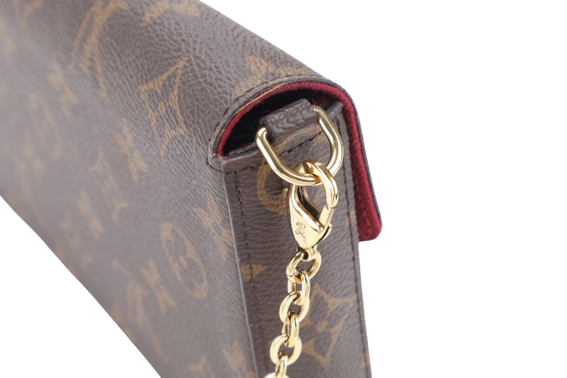 LOUIS VUITTON M81896 POCHETTE FELICIE BROWN MONOGRAM CANVAS GOLD HARDWARE WITH DUST COVER AND BOX