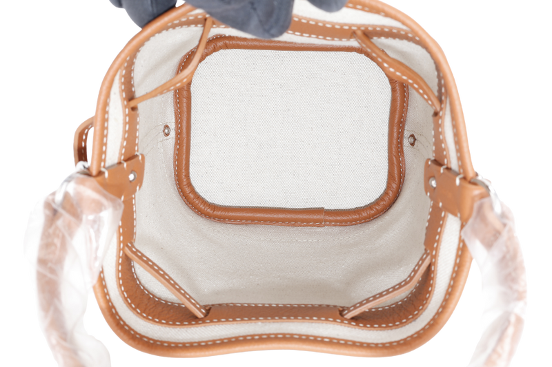 GOYARD PETIT FLOT MINI BUCKET BLACK AND TAN SILVER HARDWARE WITH STRAPS AND DUST COVER