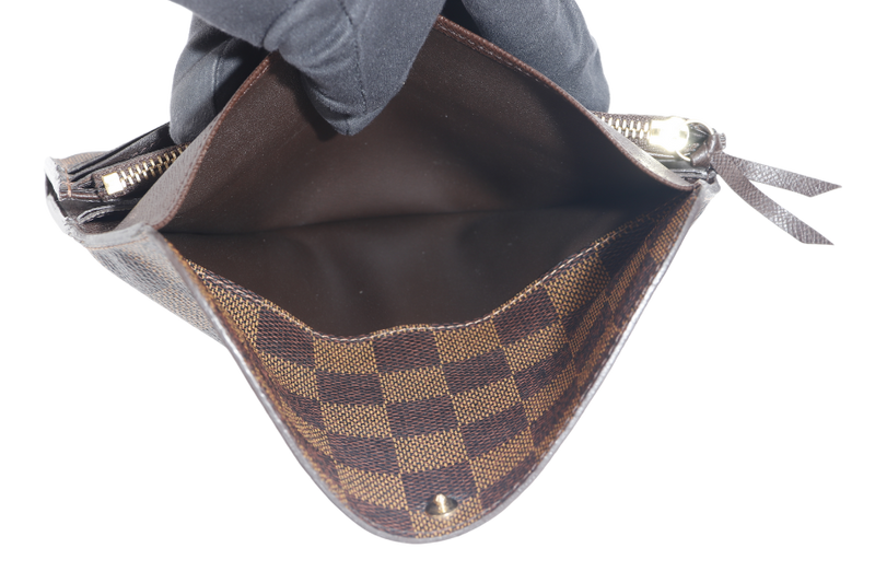 LOUIS VUITTON PORTEUFILLE EMILIY LONG WALLET (N63019) BROWN DAMIER EBENE GOLD HARDWARE WITH DUST COVER AND BOX