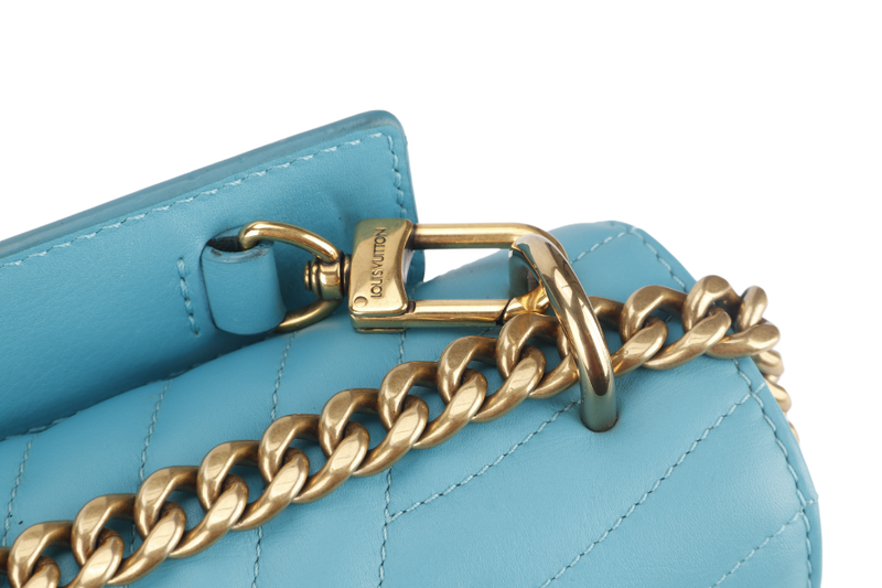 LOUIS VUITTON NEW WAVE CHAIN BAG MM (M51946) BLUE CALFSKIN GOLD HARDWARE NO DUST COVER