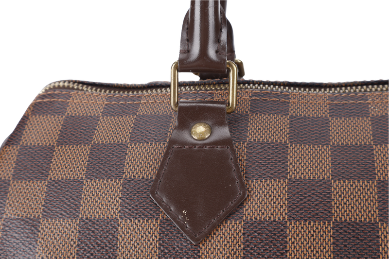 LOUIS VUITTON SPEEDY 30 DAMIER EBENE CANVAS GOLD HARDWARE WITH DUST COVER