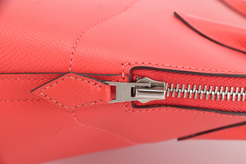 HERMES BOLIDE 25 CAPUCINES EPSOM LEATHER SILVER HARDWARE STAMP A (YEAR 2017) WITH STRAP, RAINCOAT AND BOX NO DUST COVER