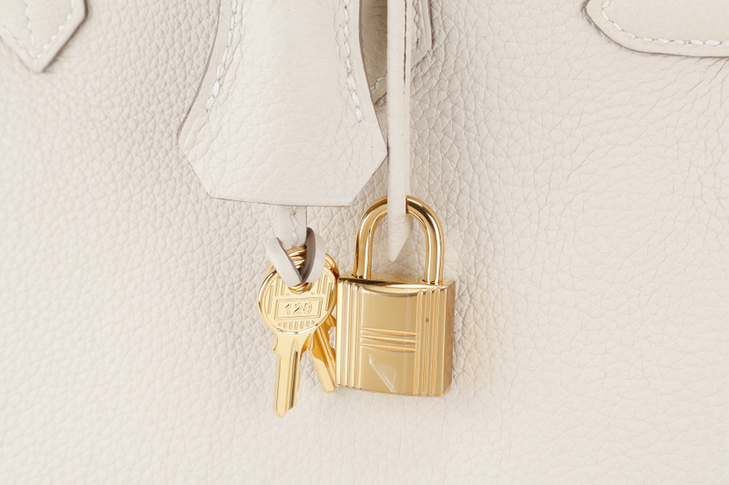 HERMES BIRKIN 25 CRAIE TOGO GOLD HARDWRAE STAMP W (YEAR 2024) WITH TWILLY, KEYS&LOCK AND BOX