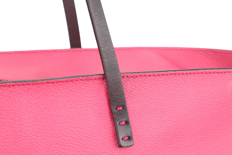 FENDI 8BH185 ZUCCA SHOPPING BAG PINK CALF LEATHER GOLD HARDWARE WITH DUST BAG