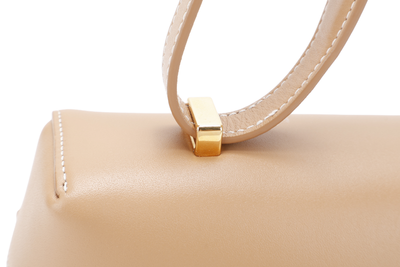 LORO PIANA EXTRA BAG L27 SMOOTH CALFSKIN LIGHT BAMBOO (DOK2) COLOR WITH GOLD HARDWARE AND BOX