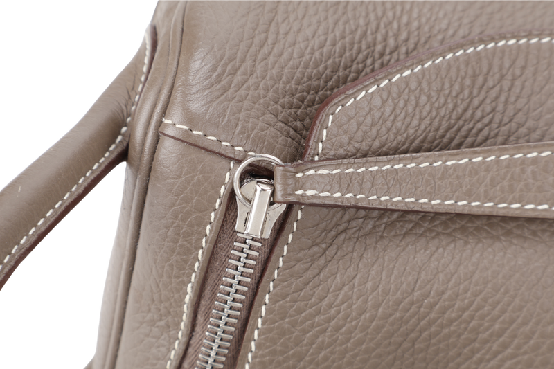 HERMES LINDY 34 STAMP R SQUARE (YEAR 2014) ETOUPE CLEMENCE LEATHER SILVER HARDWARE WITH DUST COVER