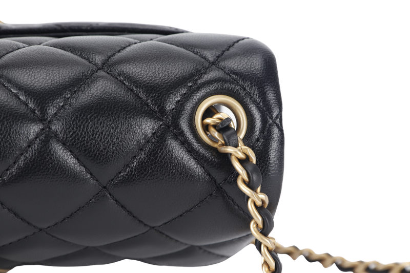 CHANEL CLASSIC FLAP SMALL PEARL BLACK LAMBSKIN GOLD HARDWARE MICROCHIP (G88xxxx) WITH DUST COVER AND BOX