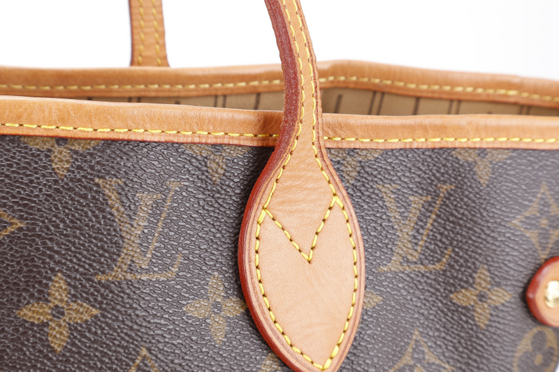 LOUIS VUITTON M46975 NEVERFULL PM MONOGRAM CANVAS GOLD HARDWARE NO DUST COVER