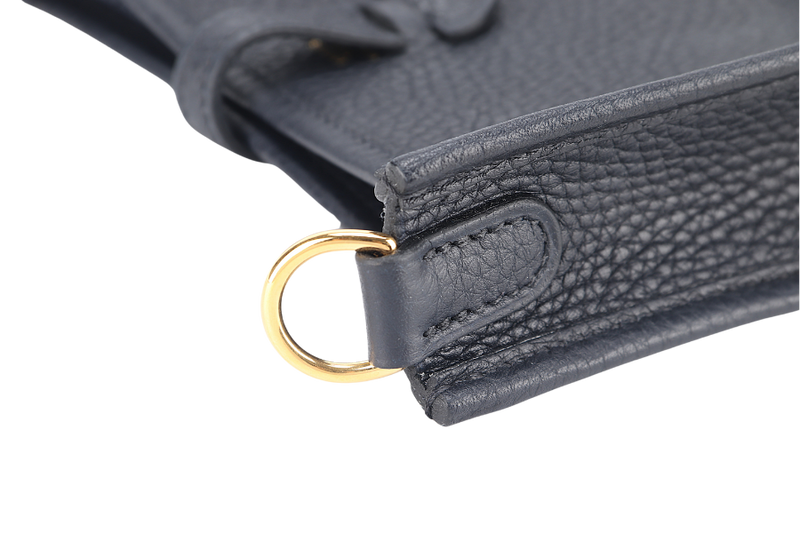 HERMES EVELYNE TPM BLUE INDIGO STAMP C (YEAR 2018) ROSE x ROUGH H STRAP GOLD HARDWARE WITH BOX, NO DUST COVER