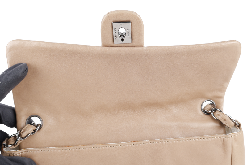 CHANEL CLASSIC FLAP CHAIN QUILTED (955xxxx) SMALL BROWN CALF LEATHER SILVER HARDWARE WITH DUST COVER