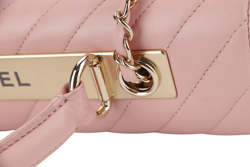 CHANEL TRENDY CC FLAP (2550xxxx) WITH TOP HANDLE MEDIUM PINK LAMBSKIN GOLD HARDWARE WITH DUST COVER