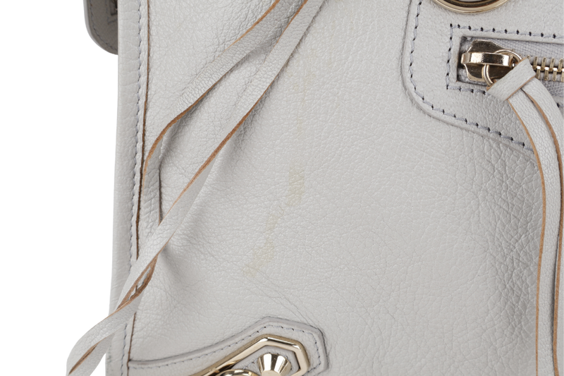 BALENCIAGA CITY EDGE LIGHT GREY LEATHER GOLD HARDWARE WITH STRAPS AND DUST COVER