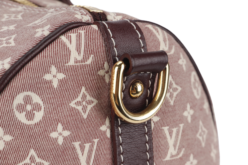 LOUIS VUITTON SPEEDY BANDOULIERE 30 (MB3140) MINI LIN CANVAS GOLD HARDWARE WITH STRAP AND DUST COVER