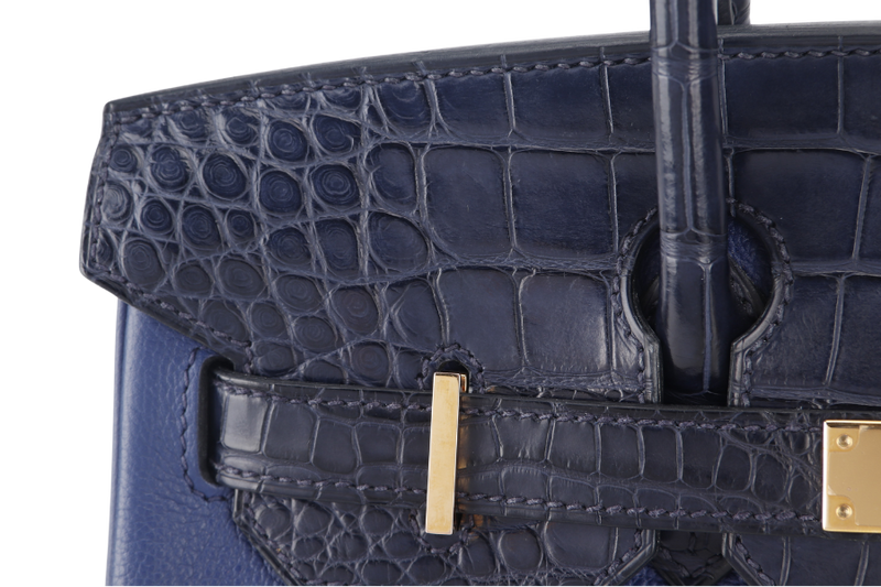 HERMES BIRKIN 30 STAMP C (YEAR 2018) TOUCH BLUE MARINE BLUE SAPPHIRE MATTE ALLIGATOR-NOVILLO LEATHER GOLD HARDWARE WITH KEYS,LOCK, RAINCOAT AND DUST COVER