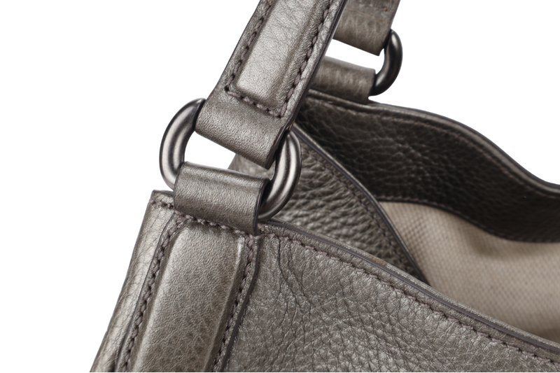 GUCCI SOHO INTERLOCKING G TOTE BAG DARK GREEN LEATHER RUTHENIUM HARDWARE WITH DUST COVER