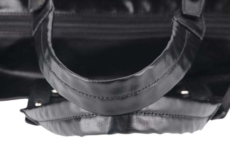CHANEL PARIS BIARRITZ TOTE BAG (1139xxxx) LARGE BLACK CALFSKIN SILVER HARDWARE NO DUST COVER