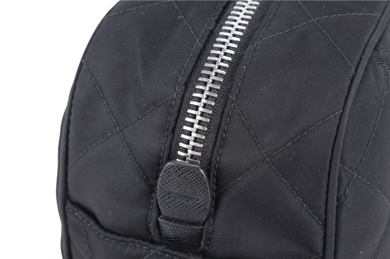 PRADA BAULETTO TESSUTO BLACK NYLON CHAIN SILVER HARDWARE WITH LOCK & KEYS AND DUST COVER