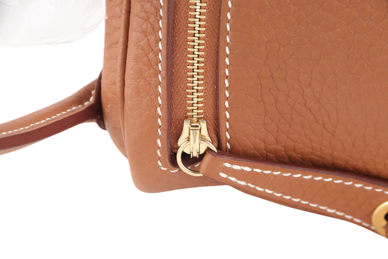HERMES MINI LINDY GOLD COLOR CLEMENCE GOLD HARDWARE STAMP K (YEAR 2025) WITH DUST COVER AND BOX