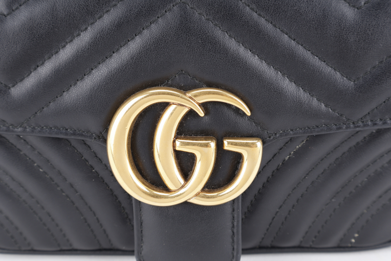 GUCCI MARMONT SMALL BLACK LEATHER GOLD HARDWARE WITH DUST COVER