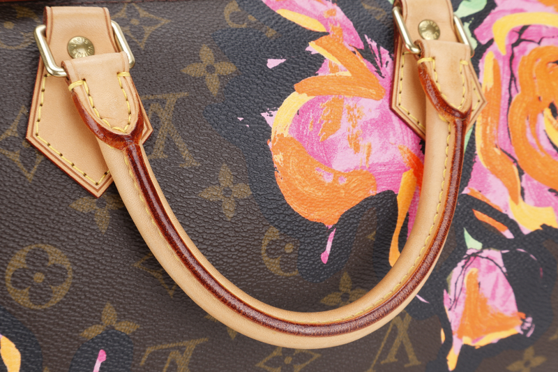 LOUIS VUITTON SPEEDY 30 STEPHEN SPROUSE GOLD HARDWARE WITH KEYS & LOCK AND DUST COVER