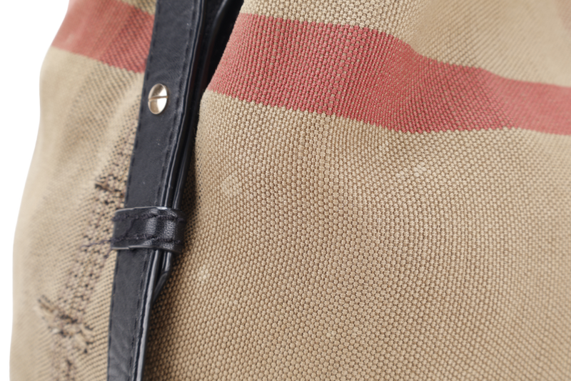 BURBERRY ASHBY MEDIUM CHECKED BUCKET CANVAS WITH DUST COVER