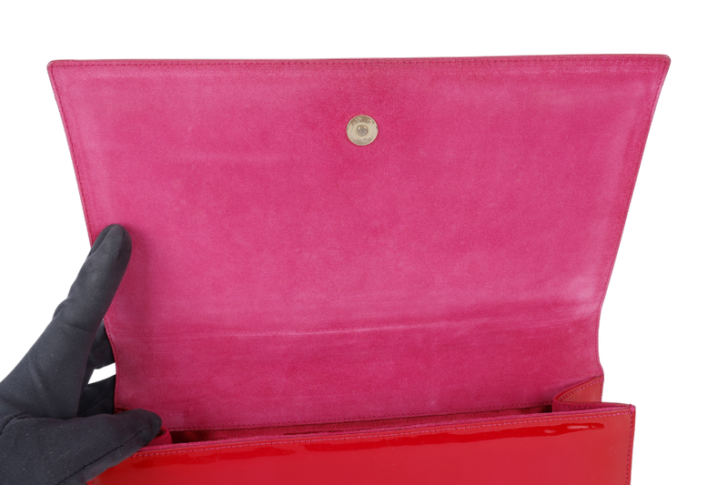 YVES SAINT LAURENT (YSL) BELLE DE JOUR CLUTCH RED PATENT WITH DUST COVER