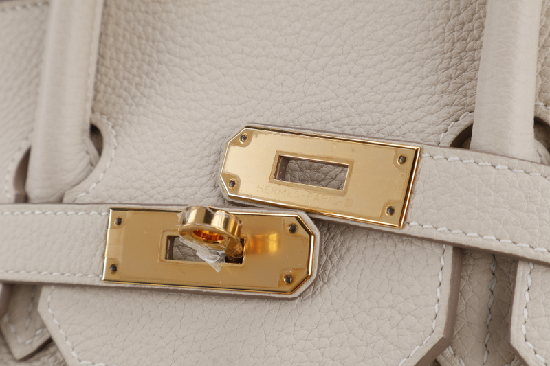 HERMES BIRKIN 35 CRAIE CLEMENCE LEATHER GOLD HARDWARE STAMP U (YEAR 2022) WITH DUST COVER