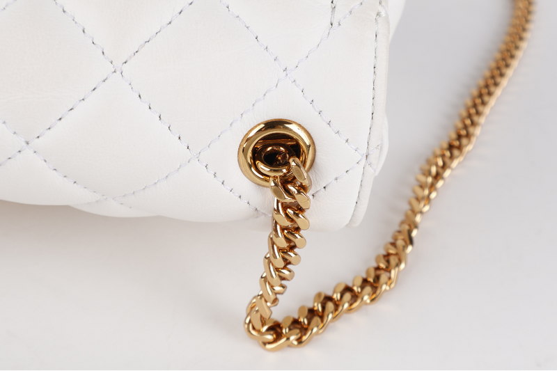 VERSACE MEDUSA SMALL WHITE NAPPA QUILTED LEATHER CROSSBODY GOLD HARDWARE WITH DUST COVER