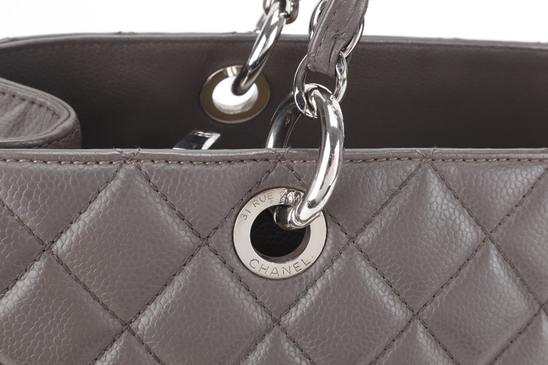 CHANEL GRAND SHOPPING TOTE (1503xxxx) GREY CAVIAR LEATHER SILVER HARDWARE WITH CARD NO DUST COVER