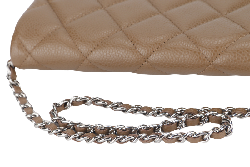 CHANEL CLASSIC CLUTCH (1846xxxx) WITH CHAIN BROWN CAVIAR SILVER HARDWARE NO CARD AND NO DUST COVER