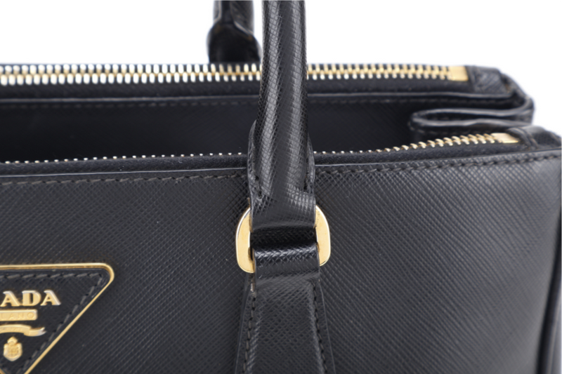 PRADA BLACK GALLERIA SMALL SAFFIANO LEATHER GOLD HARDWARE WITH STRAPS NO DUST COVER