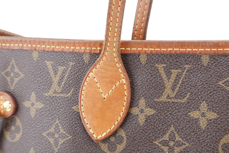 LOUIS VUITTON M46975 NEVERFULL MM MONOGRAM CANVAS GOLD HARDWARE WITH DUST COVER