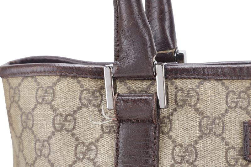 GUCCI TOTE BAG BROWN CANVAS SILVER HARDWARE NO DUST COVER