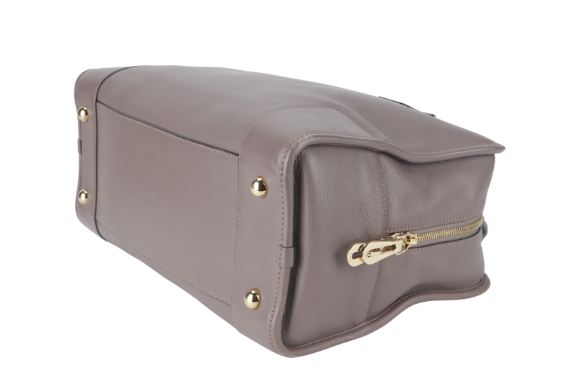 LOEWE AMAZONA (011403) EMBOSSED SNAKE HANDLE BROWN CALFSKIN GOLD HARDWARE WITH DUST COVER