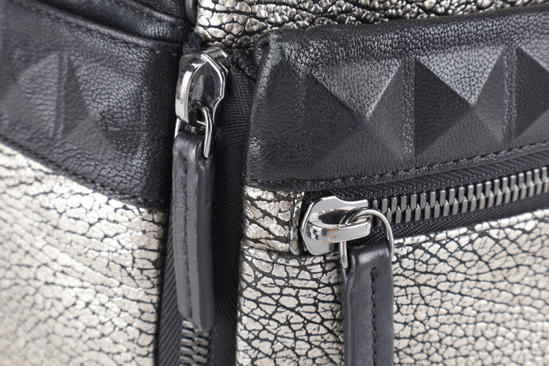 MCM METALLIC CRACKED LEATHER BACKPACK WITH STRAPS, CARD NO DUST COVER