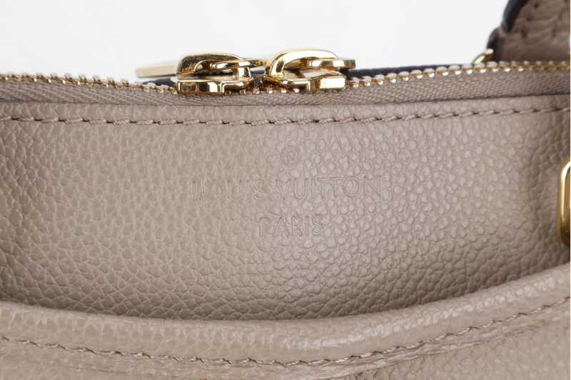 LOUIS VUITTON M46585 TRIANON PM MONOGRAM EMPREINTE TOURTERELLE LEATHER GOLD HARDWARE WITH STRAPS AND DUST COVER