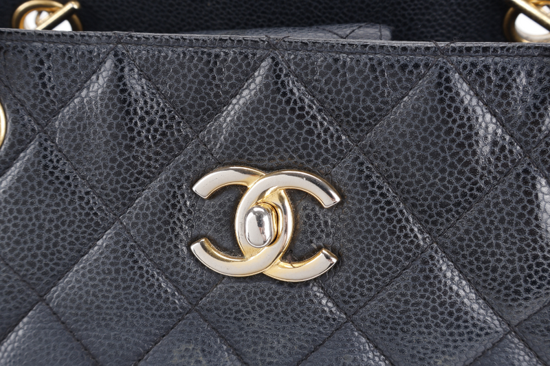 CHANEL BLACK CAVIAR TIMELESS CLASSIC SHOPPING TOTE (2196xxxx) GOLD HARDWARE NO CARD WITH DUST COVER AND BOX