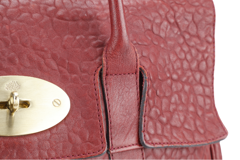 MULBERRY THE BAYSWATER SATCHEL BURGUNDY LEATHER GOLD HARDWARE NO DUST COVER