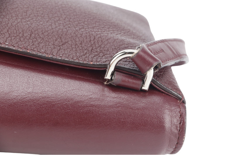 GIVENCHY DUETTO CROSSBODY BAG BURGUNDY AND SILVER HARDWARE WITH DUST COVER