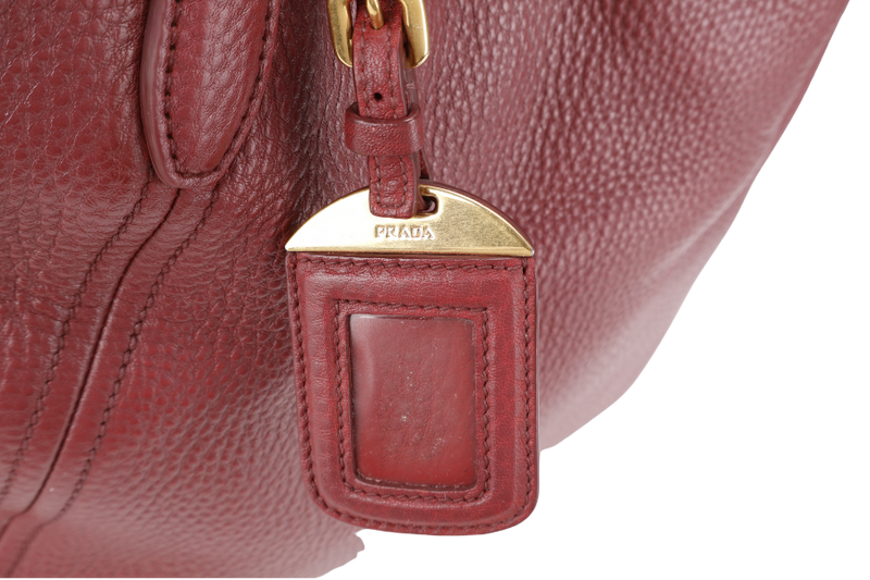 PRADA PINK VITELLO DAINO LEATHER SIDE POCKET TOTE BAG GOLD HARDWARE NO DUST COVER