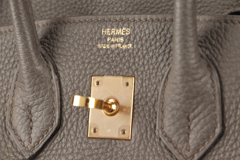 HERMES BIRKIN 25 ETAINE TOGO LEATHER RGHW STAMP Z (2021) WITH KEYS&LOCK, RAINCOAT AND DUST COVER