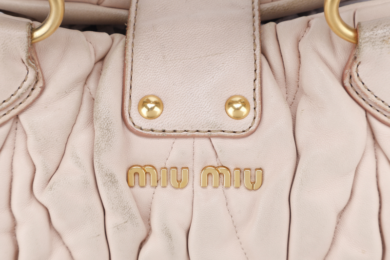 MIU MIU MATELASSE BAG PINK CALF LEATHER GOLD HARDWARE NO DUST COVER